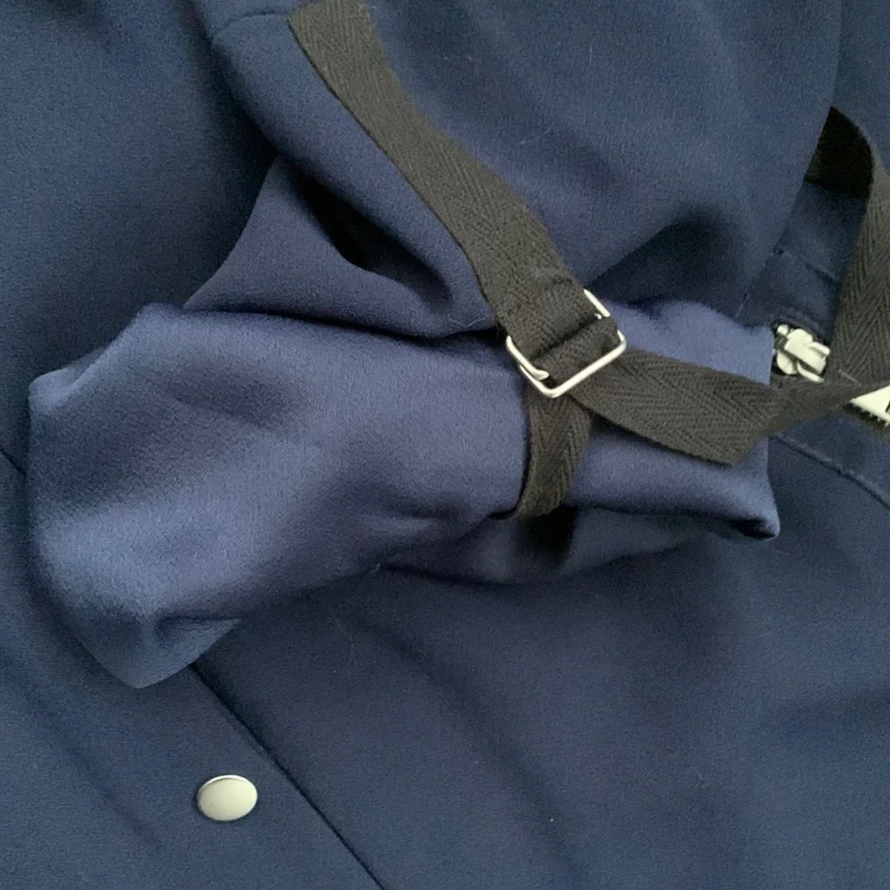 New York & Company Navy Blue Long Bomber Jacket - Picture 5 of 8